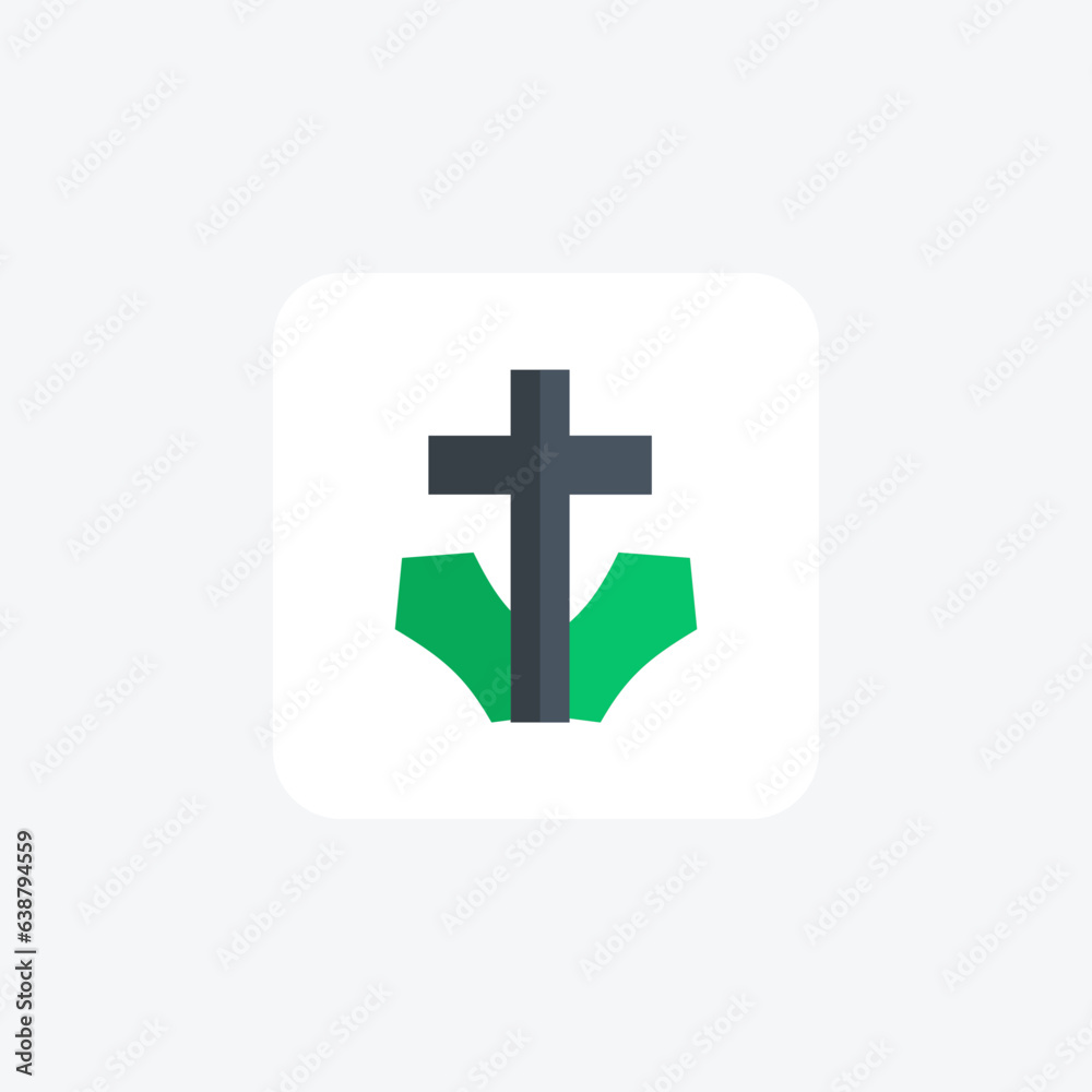 Honoring Memories with Christian Graveyard Cups Flat Icon Honoring Memories with Christian Graveyard Cups Flat Icon
