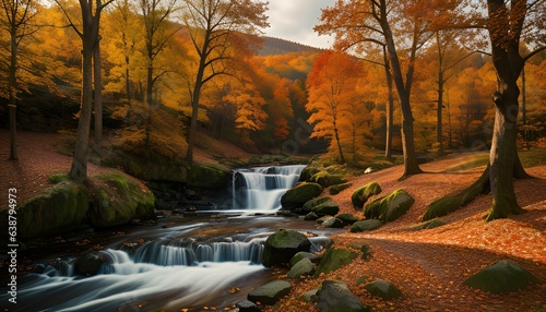 waterfall in autumn © Віталій Бондар