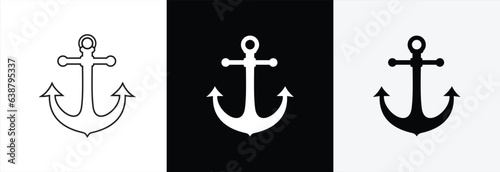 Anchor icon set. Anchor icon in simple style. Nautical symbol. Ship anchor icon sign and symbol. Vector illustration.