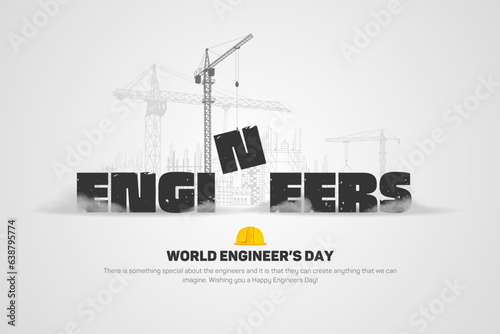 Illustration Vector Design Of World engineers day, labour day and engineer’s day with Construction site Background.