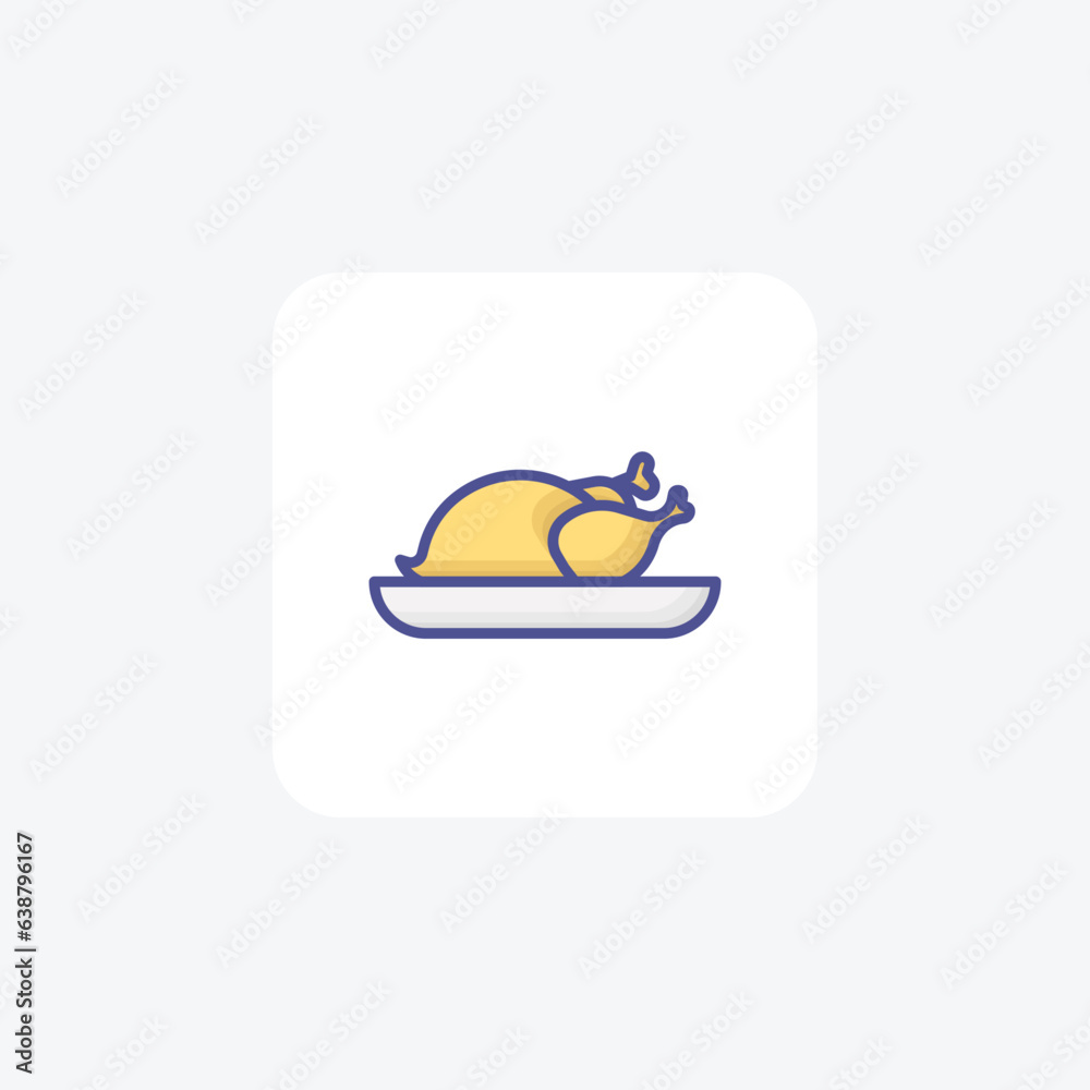 Festive Christmas Chicken Delights Filled Outline Icon Festive Christmas Chicken Delights Filled Outline Icon