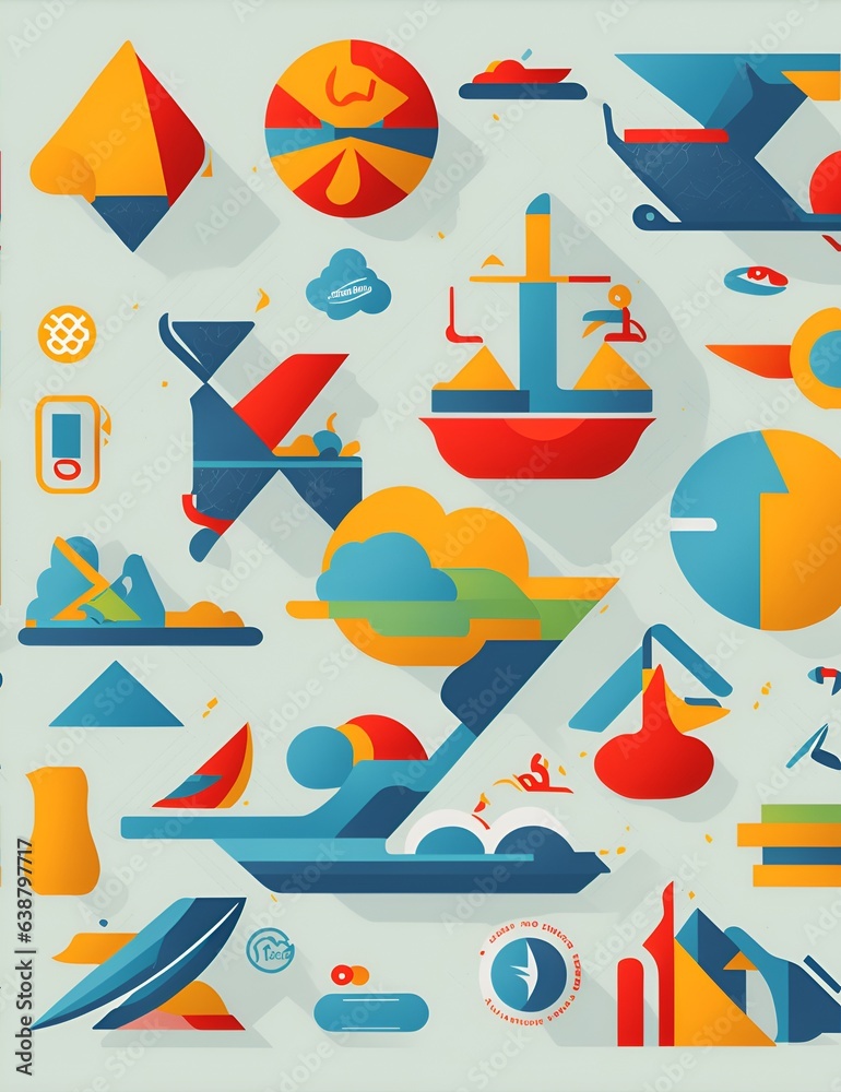 Photo of a colorful and vibrant poster filled with various objects and elements
