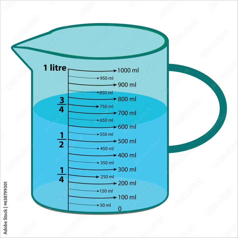 Scale measuring jug 600ml. with measuring scale. Beaker for chemical experiments in the laboratory. Vector illustration Scale measuring jug 600ml. with measuring scale. Beaker for chemical experiments in the laboratory. Vector illustration
