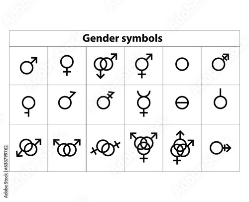 All gender symbol icon vector set illustration. Sexual orientation. Sex symbol icon.