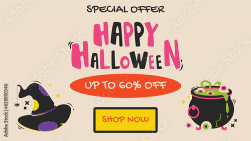 Halloween Sale Promotion poster template. Website spooky or banner template.