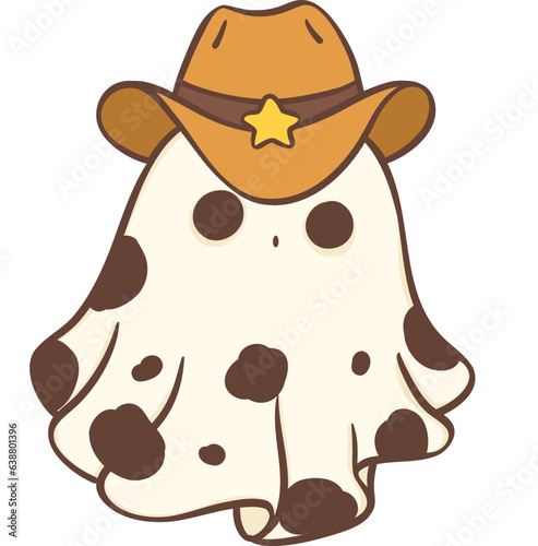 Cute cowboy Halloween ghost cartoon doodle 