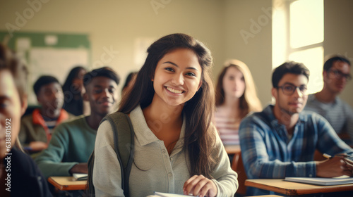 Happy children study in the classroom. A group of kids learn at school. Learning and education concept.