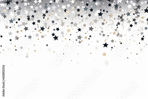 White background with silver and gold stars on it, with white background. © VISUAL BACKGROUND