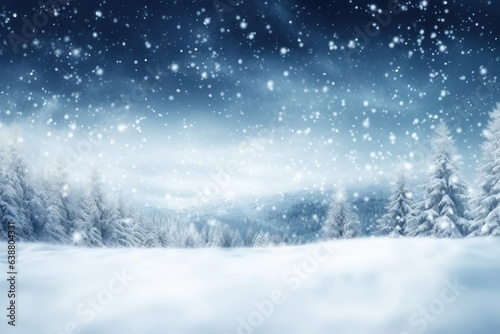 Christmas background with a snowy landscape. © Creative Clicks