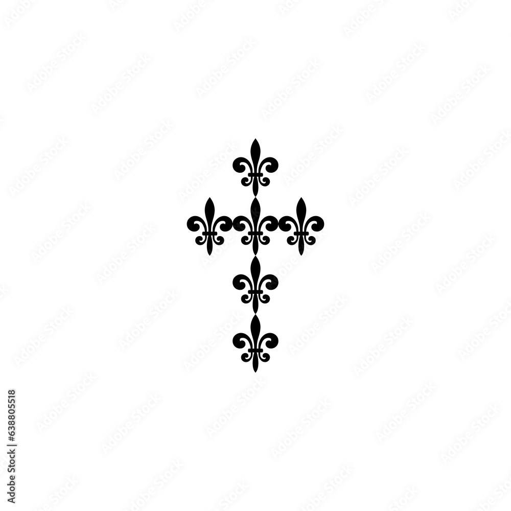 Fleur de lis cross icon isolated on transparent background
