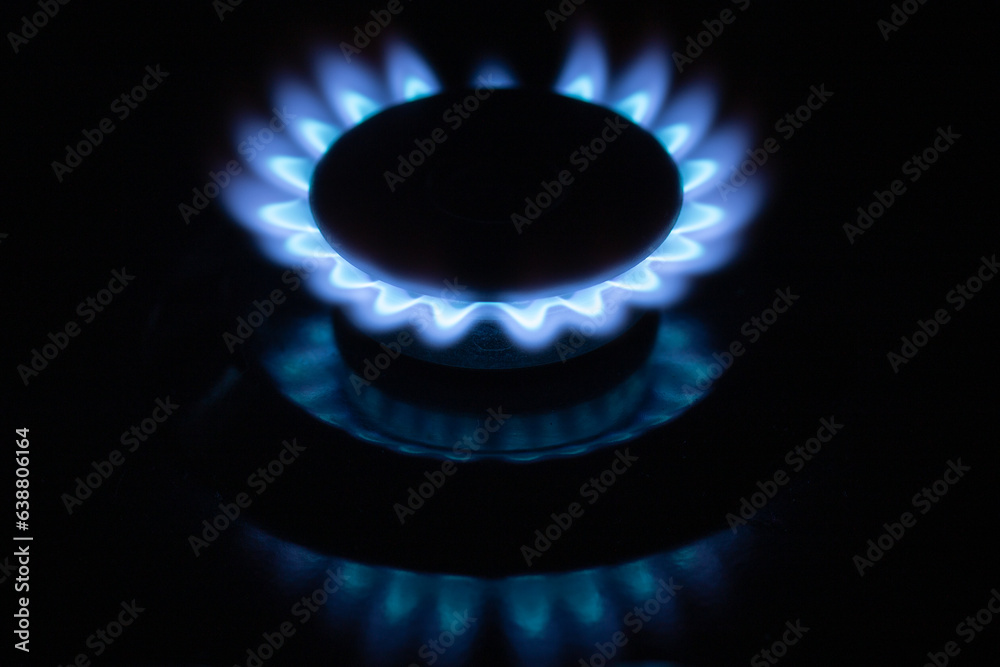 gas stove closeup - gas energy saving concept, energy crisis gas stove closeup - gas energy saving concept, energy crisis