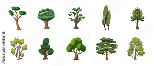 Set of natural trees illustration, green tree image collection - Vector