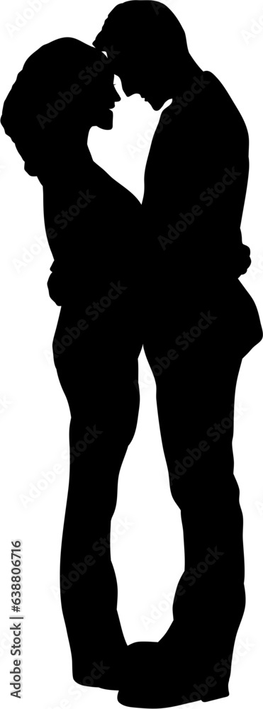 Man and Women Kissing Silhouette Vector