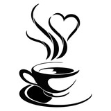coffee cup with heart illustration vector