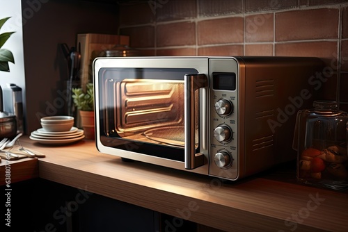 Modern microwave oven in kitchen