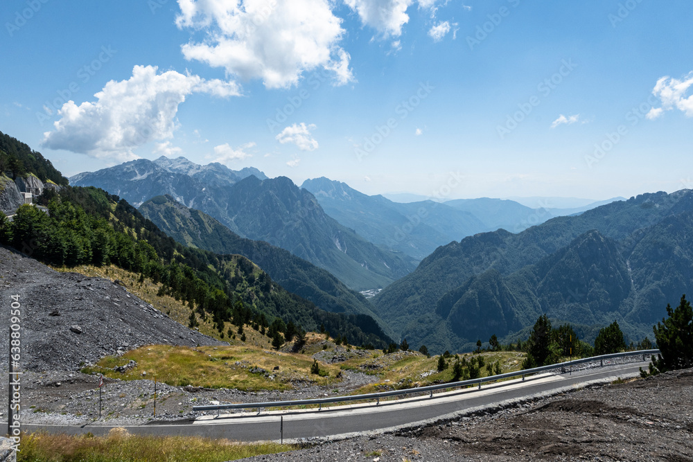 Albanian mountain Alps. Mountain landscape, picturesque mountain view in the summer, large panorama Albanian mountain Alps. Mountain landscape, picturesque mountain view in the summer, large panorama