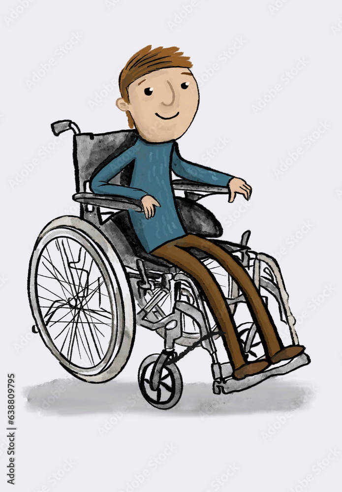 disabled man in wheelchair illustration cartoon disabled man in wheelchair illustration cartoon