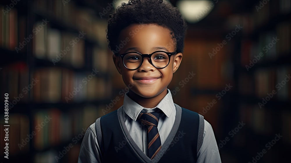 schoolboy wearing glasses, symbolizing the joy of learning and achievement, education concept schoolboy wearing glasses, symbolizing the joy of learning and achievement, education concept