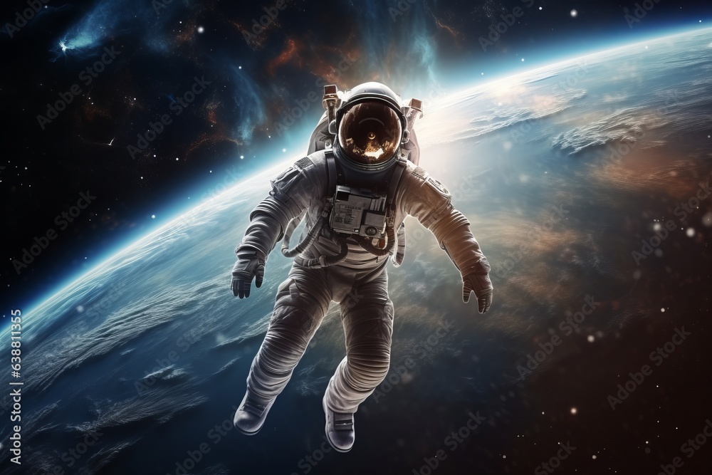 Astronaut universe filled with stars, nebulas, galaxies and planets generative ai