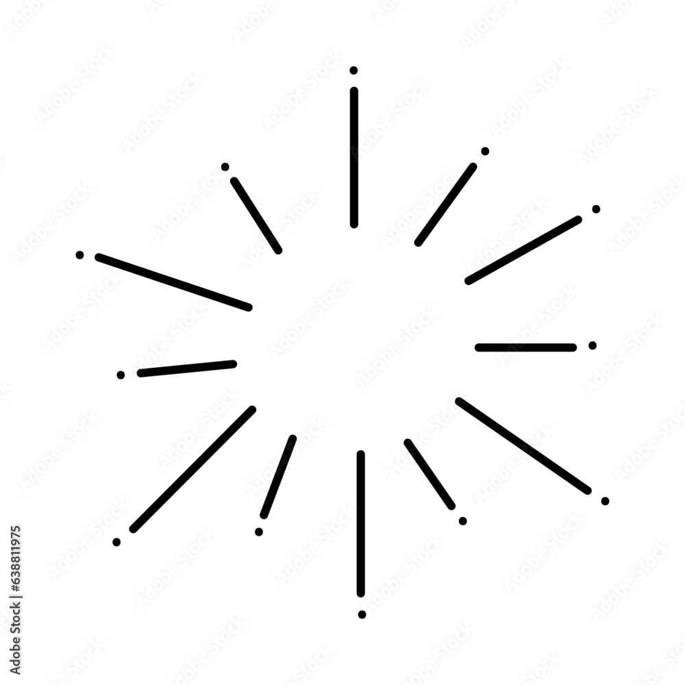 Cute doodle hand drawn sunbeams and dots. Vector kawaii minimalistic image isolated on white background. Cute doodle hand drawn sunbeams and dots. Vector kawaii minimalistic image isolated on white background.