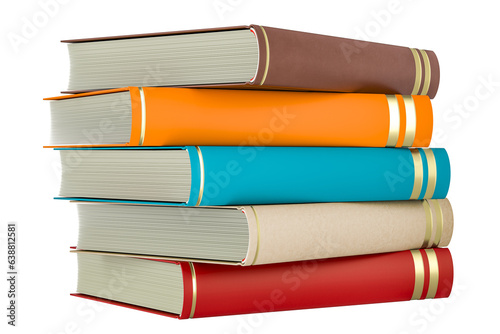 Stack of books, 3D rendering isolated on transparent background