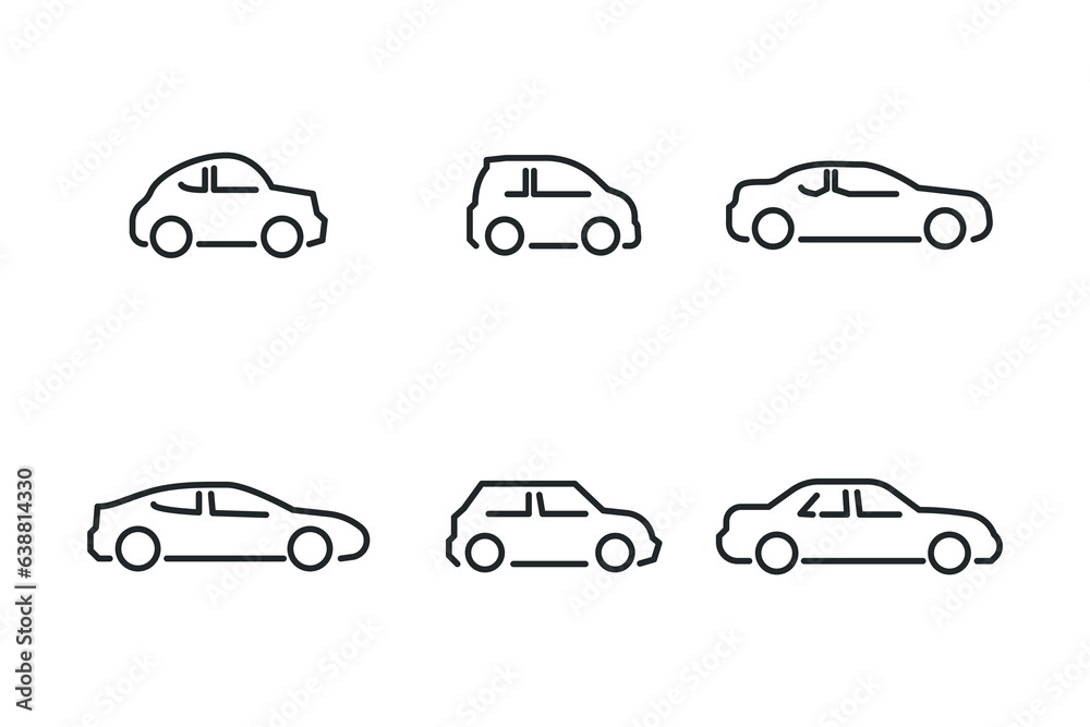 Car line icons set. Vector