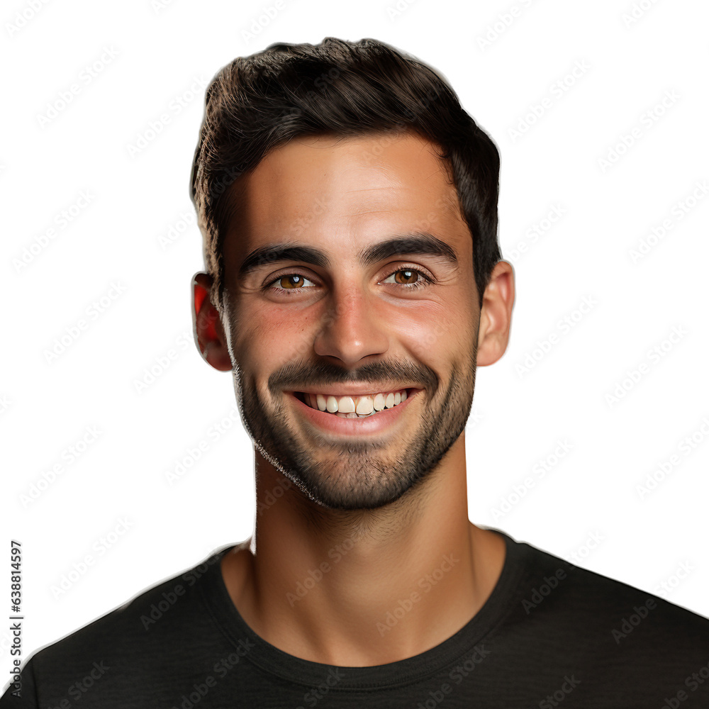 Obraz premium Smiling men, transparent background, transparent, positive, friendly, generative ai 