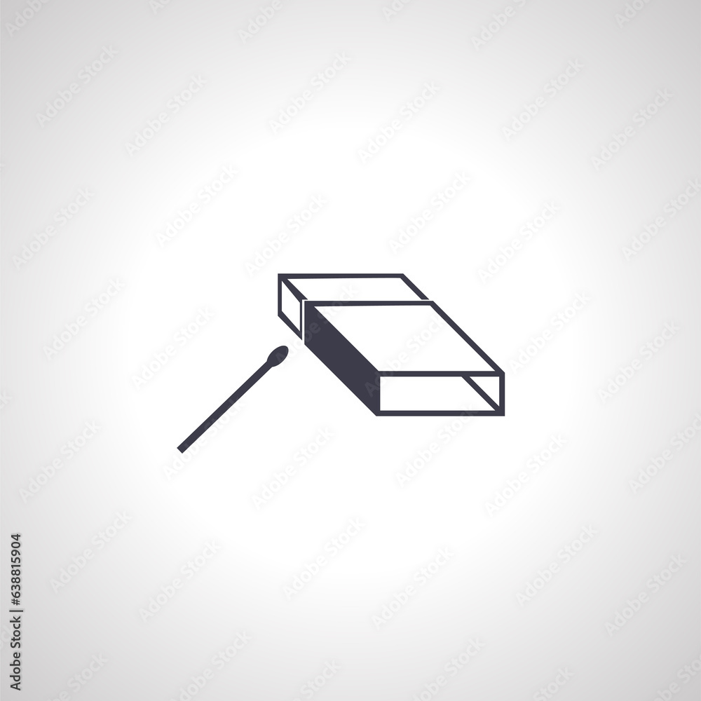 Matchstick in matchbox isolated icon. Matchstick in matchbox isolated icon.