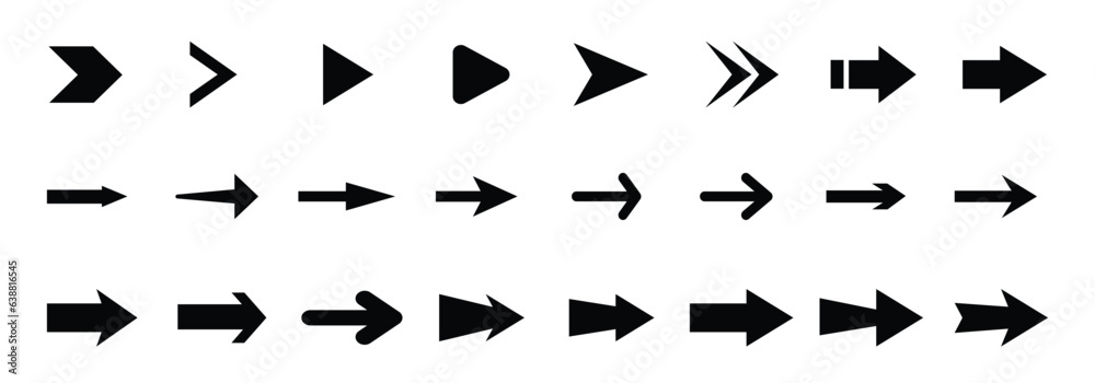 Set of arrows icon.. Arrow different set. Black arrow vector icons ...
