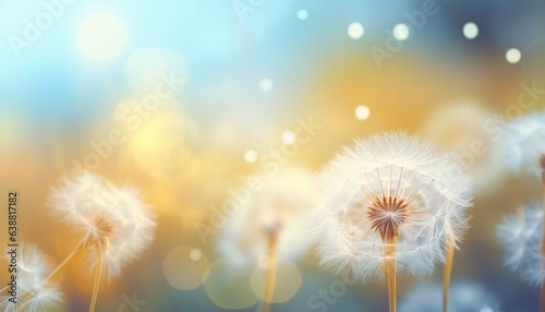 Abstract blurred nature background, Smooth soft background, dandelion seeds