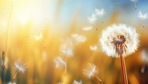 Abstract blurred nature background, Smooth soft background, dandelion seeds