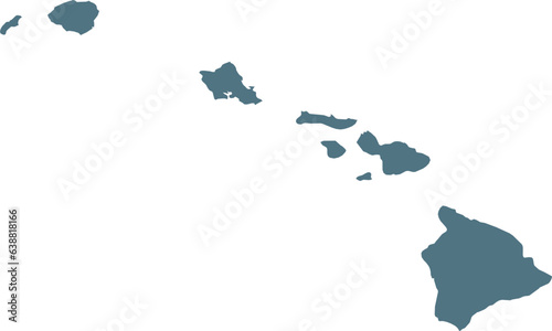 Blue Map of US federal state of Hawaii Islands