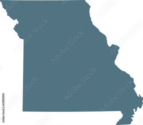 Blue Map of US federal state of Missouri 