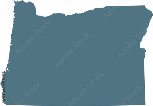 Blue Map of US federal state of Oregon 