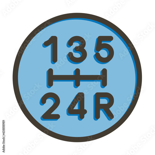 Gearshift Vector Thick Line Filled Colors Icon Design
