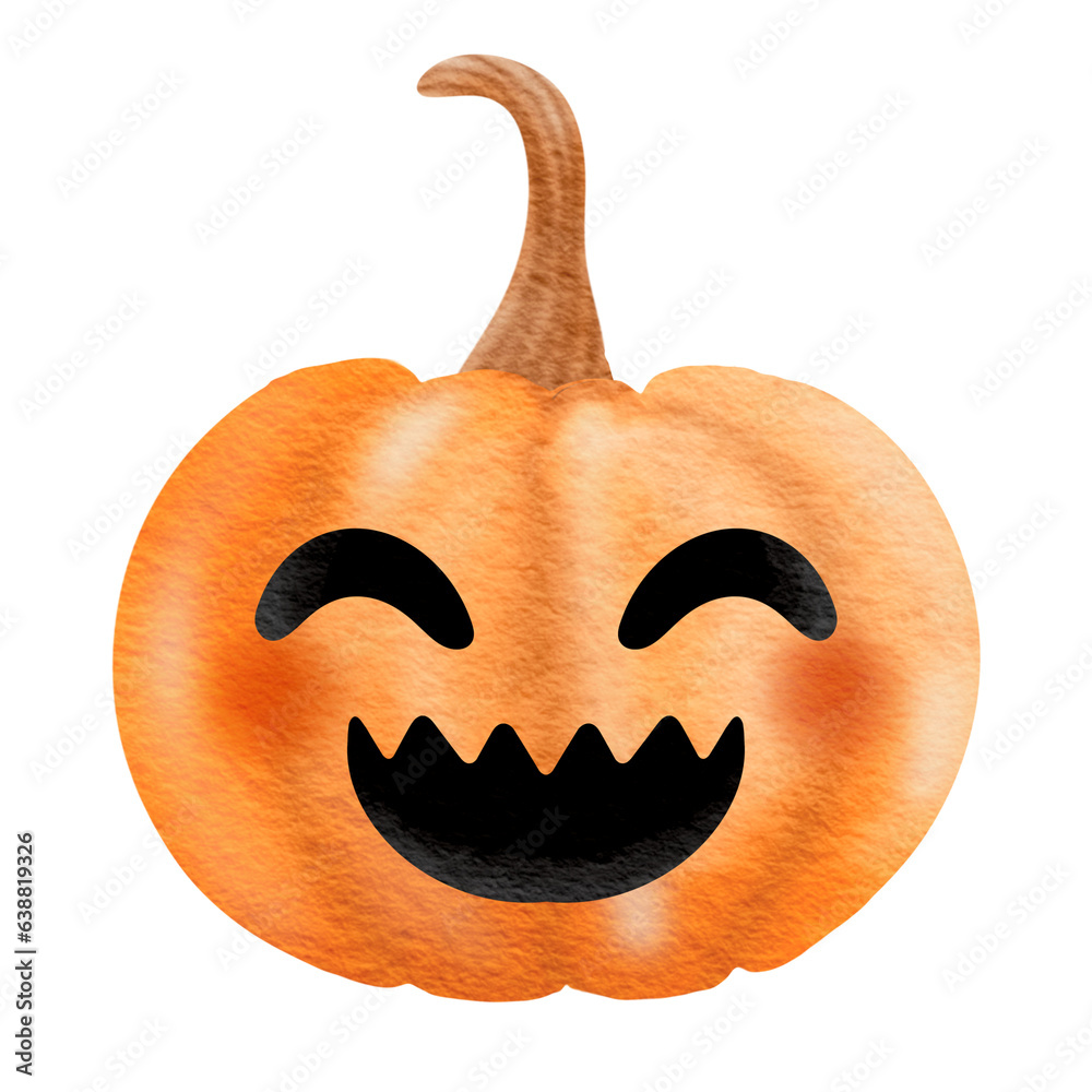 Fototapeta premium Watercolor cute halloween pumpkin.