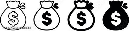 Set of Money bag icons. Line money bag icon . Moneybag vector illustration on isolated background. Vector illustration
