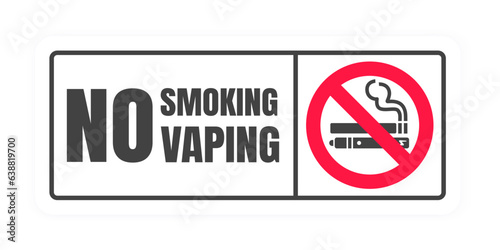 No smoking no vaping sign. Forbidden sign icon isolated on white background vector illustration. Cigarette, vape and smoke and in prohibition circle.