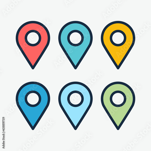 Colorful design maps pin location icons collections