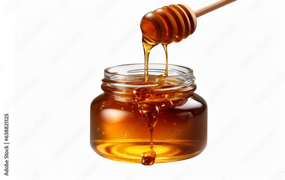 Dripping meadow organic natural honey from wooden dipper into a pot on pure raw sweet goodness isolated on a transparent background generative Ai Dripping meadow organic natural honey from wooden dipper into a pot on pure raw sweet goodness isolated on a transparent background generative Ai