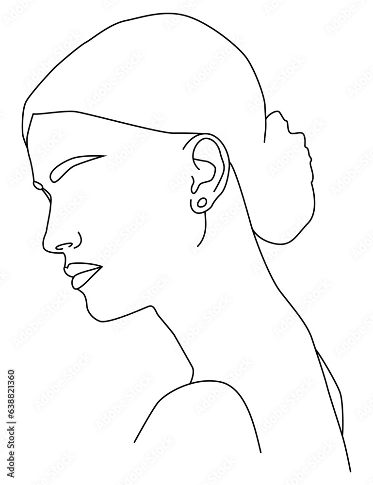 Portrait along the lines. Abstract artistic drawing of a female face line. Portrait along the lines. Abstract artistic drawing of a female face line.