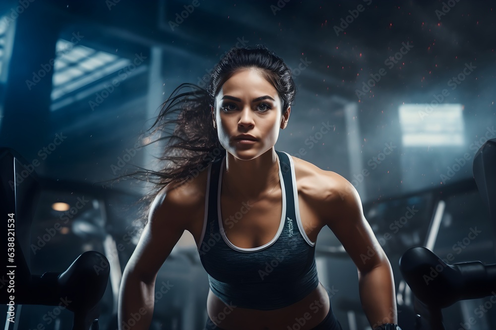 A girl working out in a gym