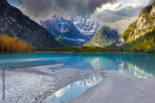 Lago di Landro, Dolomites Alps, Italy photo