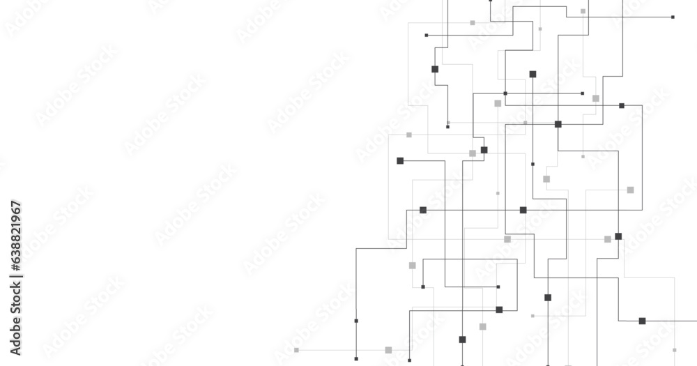 Technology black circuit diagram concept.High-tech circuit board connection system.Vector abstract technology on a white background.	