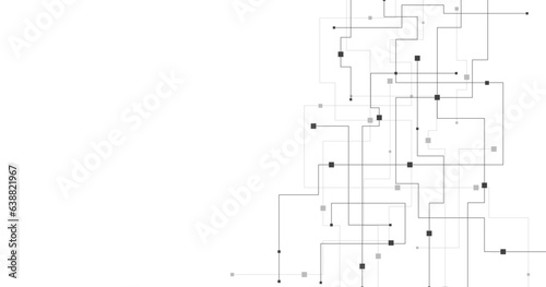 Technology black circuit diagram concept.High-tech circuit board connection system.Vector abstract technology on a white background. 