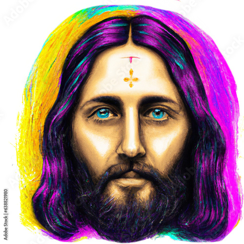 Face of Jesus christ pop modern colorful
