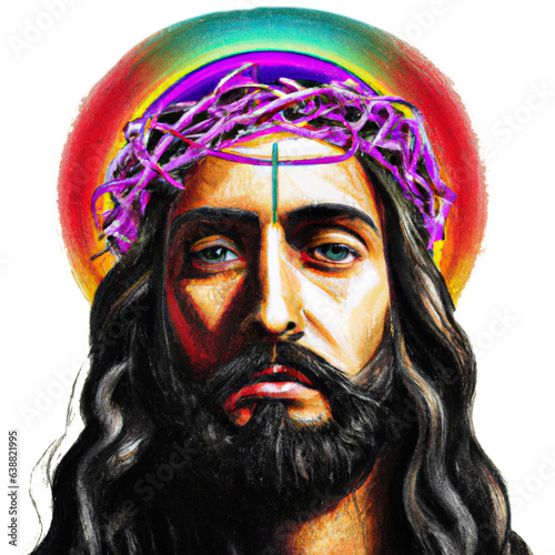 Face of Jesus christ pop modern colorful