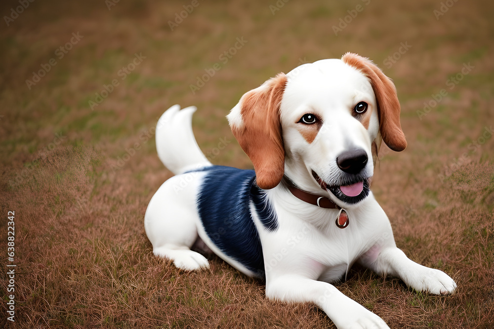 beagle puppy in grass, Generative Ai 