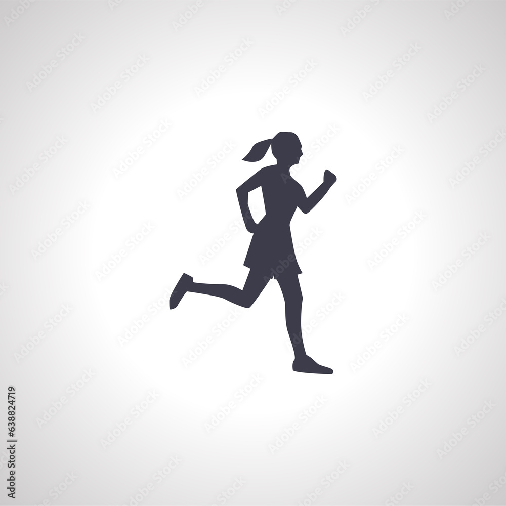 jogging icon. running woman silhouette. running girl isolated icon