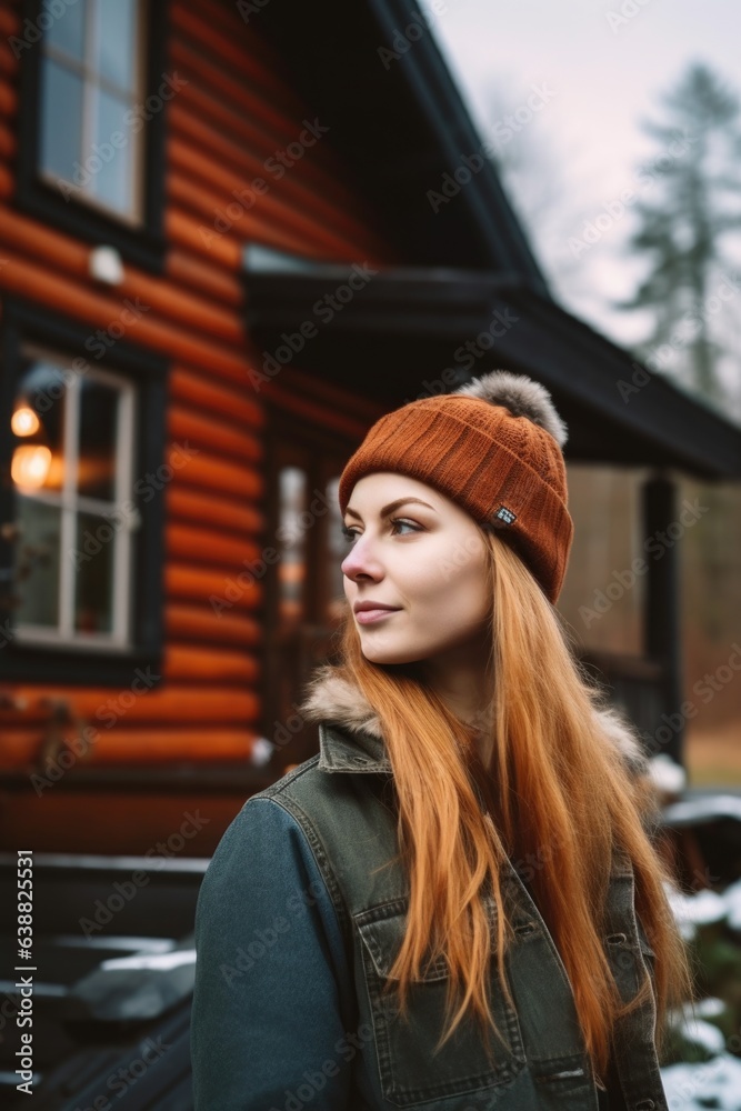 portrait of a beautiful young woman spending the weekend at her cabin